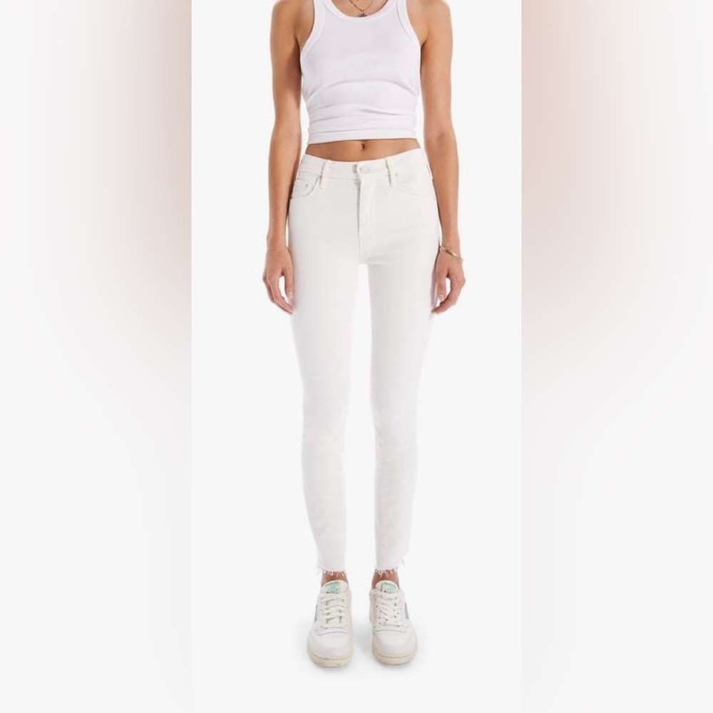 MOTHER THE LOOKER ANKLE STEP FRAY CREAM PUFF SIZE 25